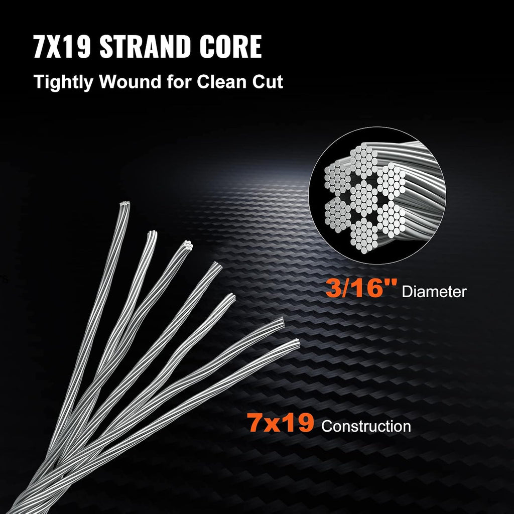 Happybuy Stainless Steel Cable 3/16'x 500ft, T304 Marine Grade Deck Cable Railing, 7x19 Strands Construction Braided Aircraft Cable for Deck Rail String Lights Hanging Porch Fence DIY Baluster
