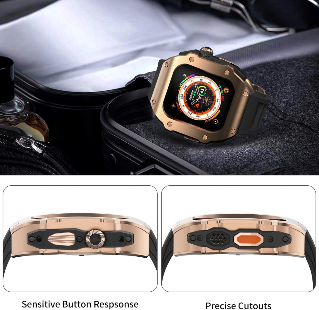 316L Stainless Steel Case with Band for Apple Watch Ultra 3/2/1 49mm, Series 11/10 46mm, Luxury Rugged Military Protective Metal Cover Tactical Heavy Duty Protection Strap