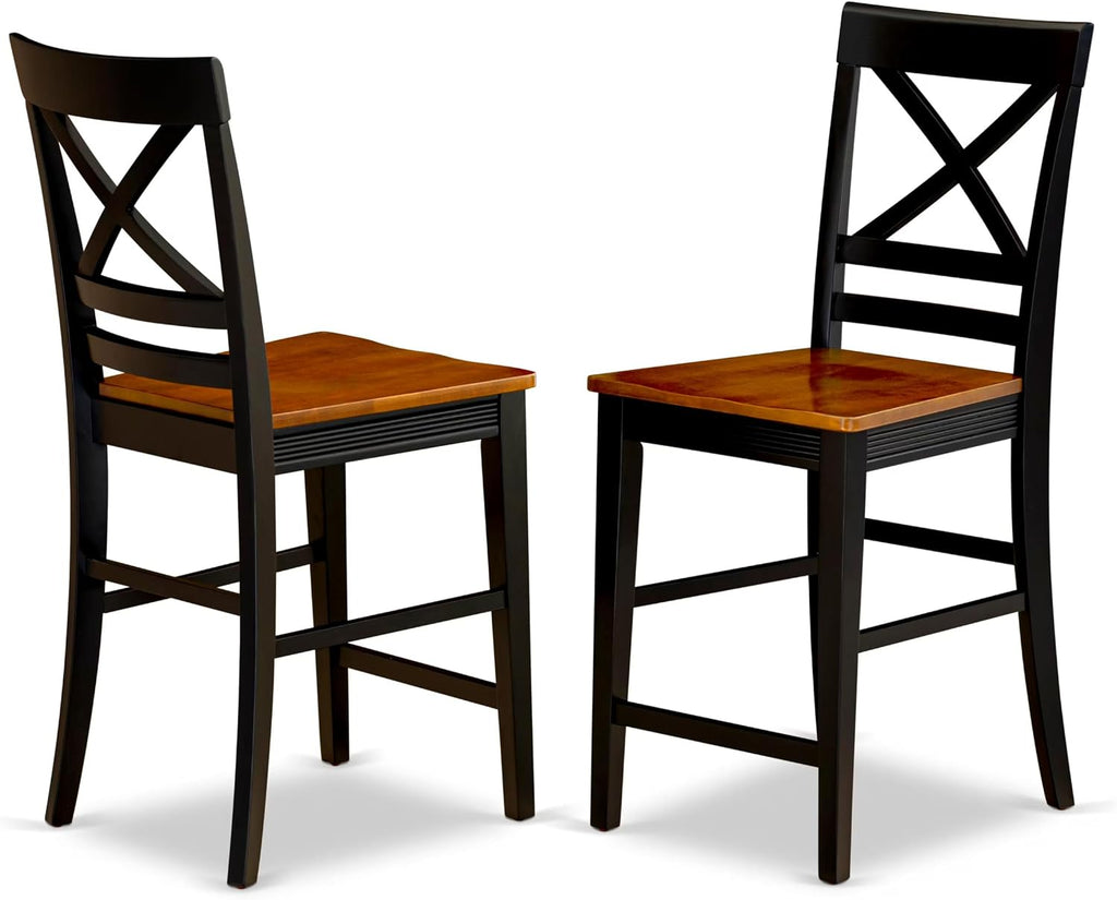 East West Furniture DOQU9-BCH-W 9 Piece Kitchen Table Set Includes a Rectangle Dining Table with Butterfly Leaf and 8 Dining Room Chairs, 42x78 Inch, Black & Cherry