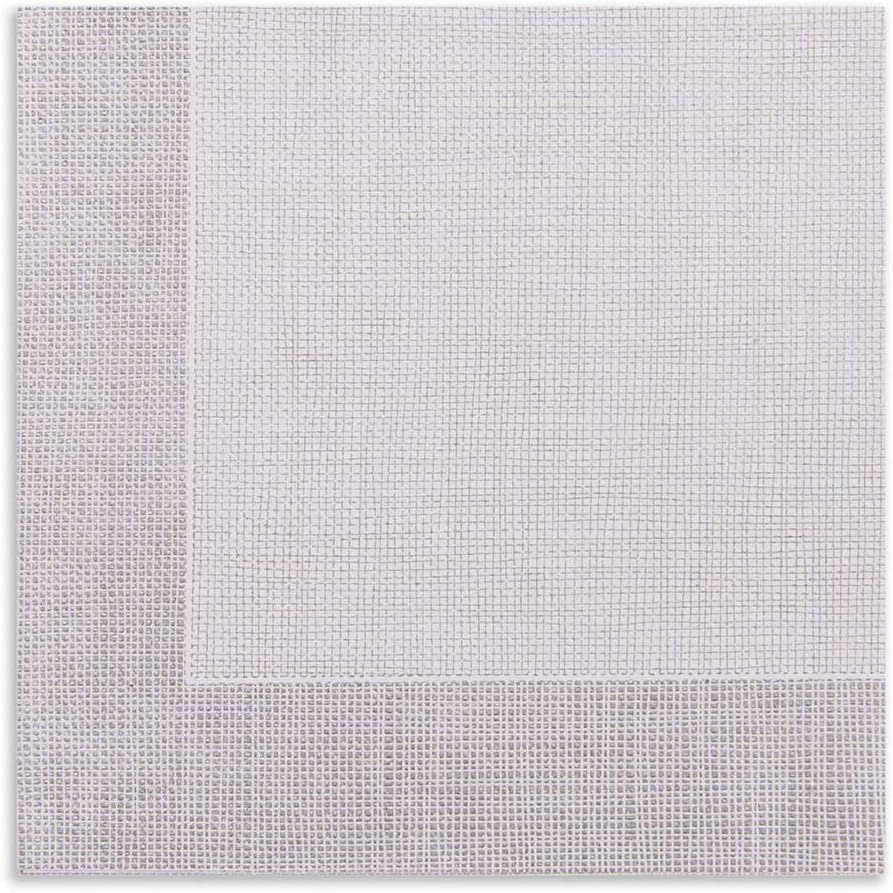 Restaurantware Luxenap 15.75 Inch Disposable Napkins 600 Soft Linen Like Napkins - Absorbent Air Laid White With Gray Threads Paper Cloth Like Napkins Pre-folded For Dinner Party Guests