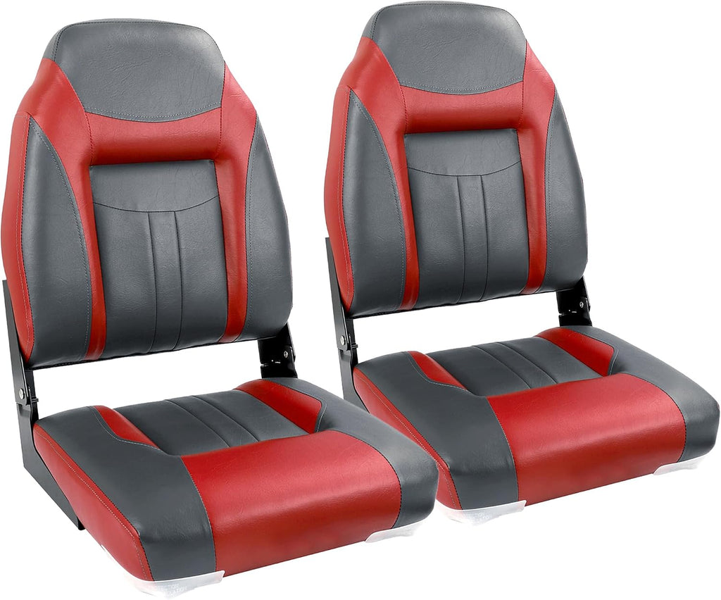 NORTHCAPTAIN S1 Deluxe A Pair of Marine High Back/Low Back Folding Fishing Boat Seat for Fishing, Bass/Jon/Pontoon Boat Chairs, 4 Mounting Screws Included