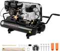 VEVOR 9 Gallon Twin-Tank Gas Powered Air Compressor, 6.5HP 9CFM Gas Driven Air Compressor Tank on Wheels, Max 115PSI Piston Pump Air-Compressed System for Tire Inflation, Auto Repairs, Spray Painting