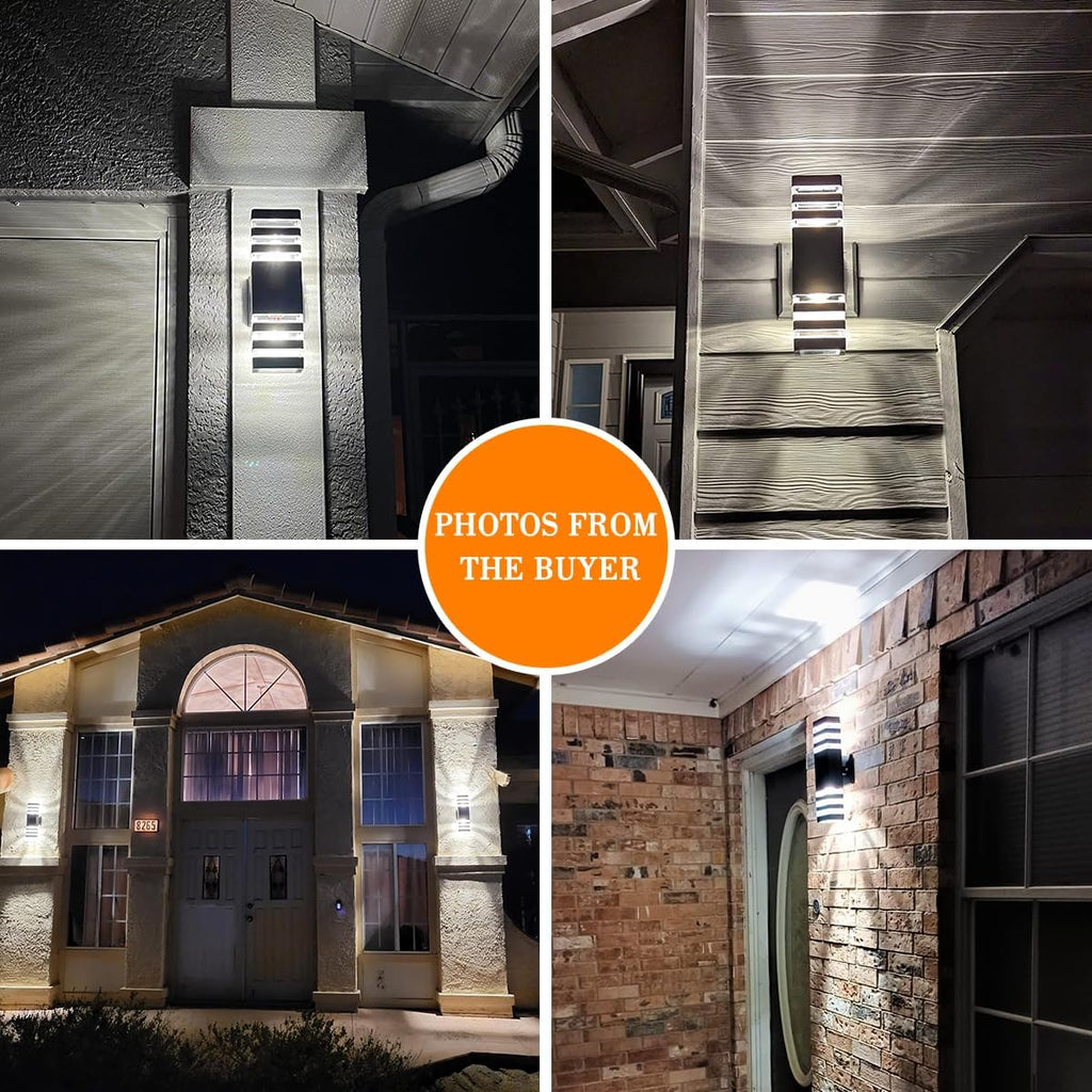 6 Pack Outdoor Lights, 14W IP65 3000K 1100LM Warm White Porch Lights, Aluminum for House Porch Patio Garage