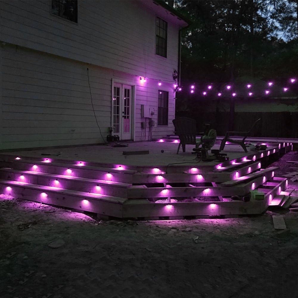 FVTLED LED Deck Lighting Kits, 10pcs WiFi Controller Φ1.97 Low Voltage LED Deck Lighting RGB Recessed Light Compatible with Alexa Google Home Wireless Smart Phone RGB Lamp
