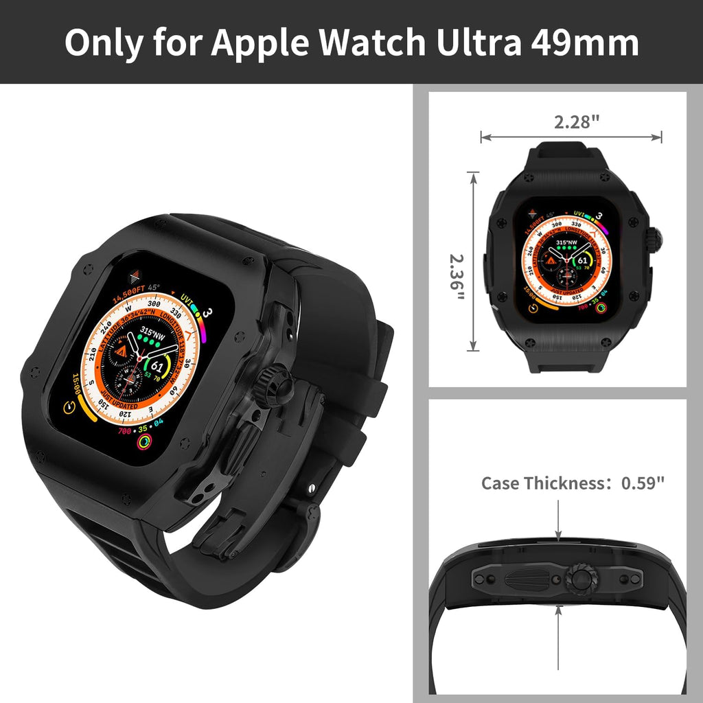 316L Stainless Steel Case with Band for Apple Watch Ultra 3/2/1 49mm, Series 11/10 46mm, Luxury Rugged Military Protective Metal Cover Tactical Heavy Duty Protection Strap