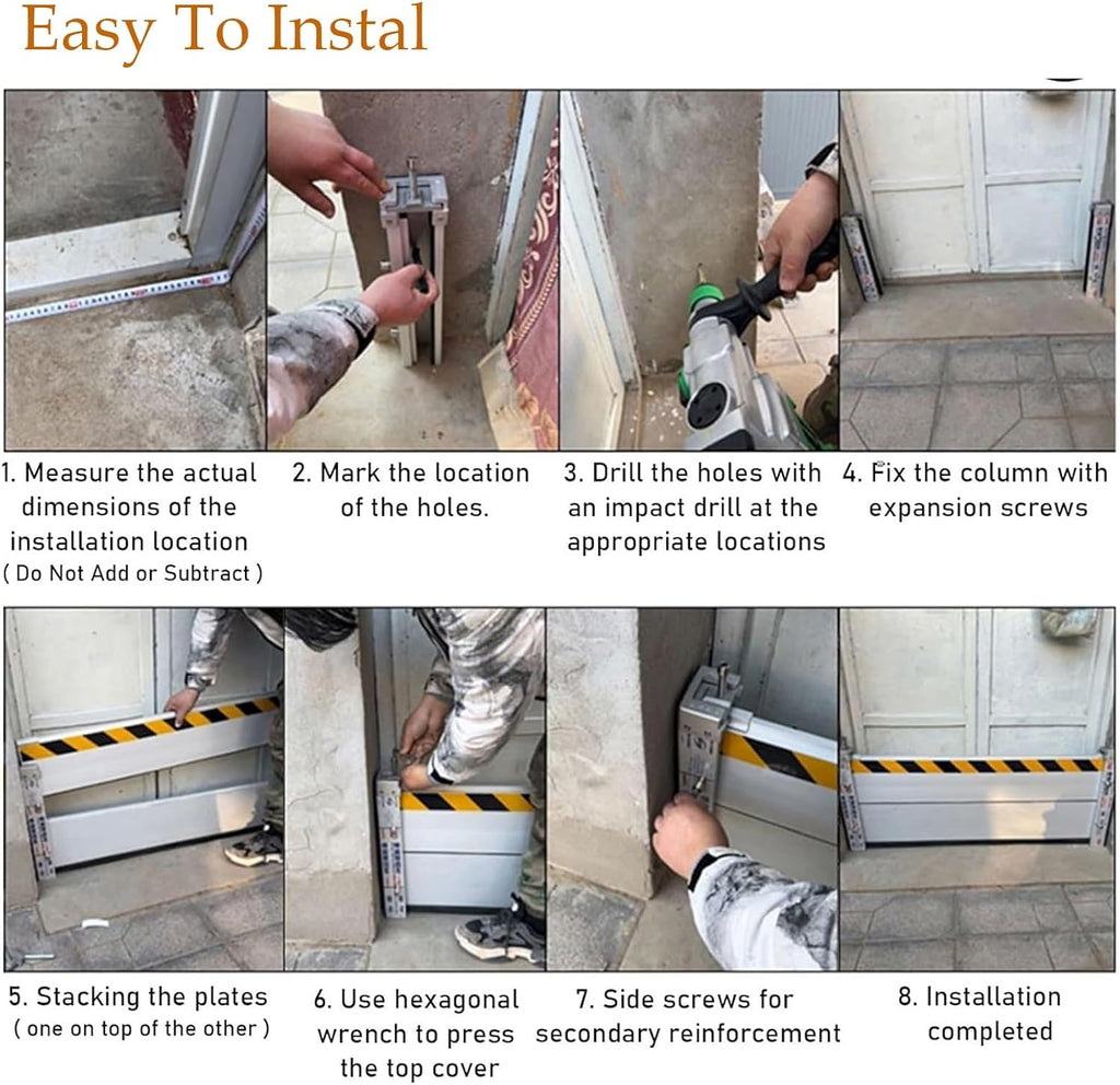 Exterior Mounted Garage Flood Protection Threshold Kit, Removable Temporary Waterproofing System, Aluminum Unit Modular Design Flood Protection Panel For Garage/basement/warehouse ( Color : L-205cm80.