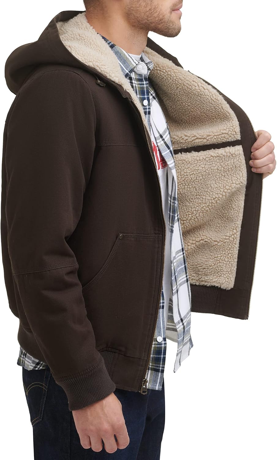 Levi's Men's Workwear Cotton Canvas Hooded Bomber Jacket