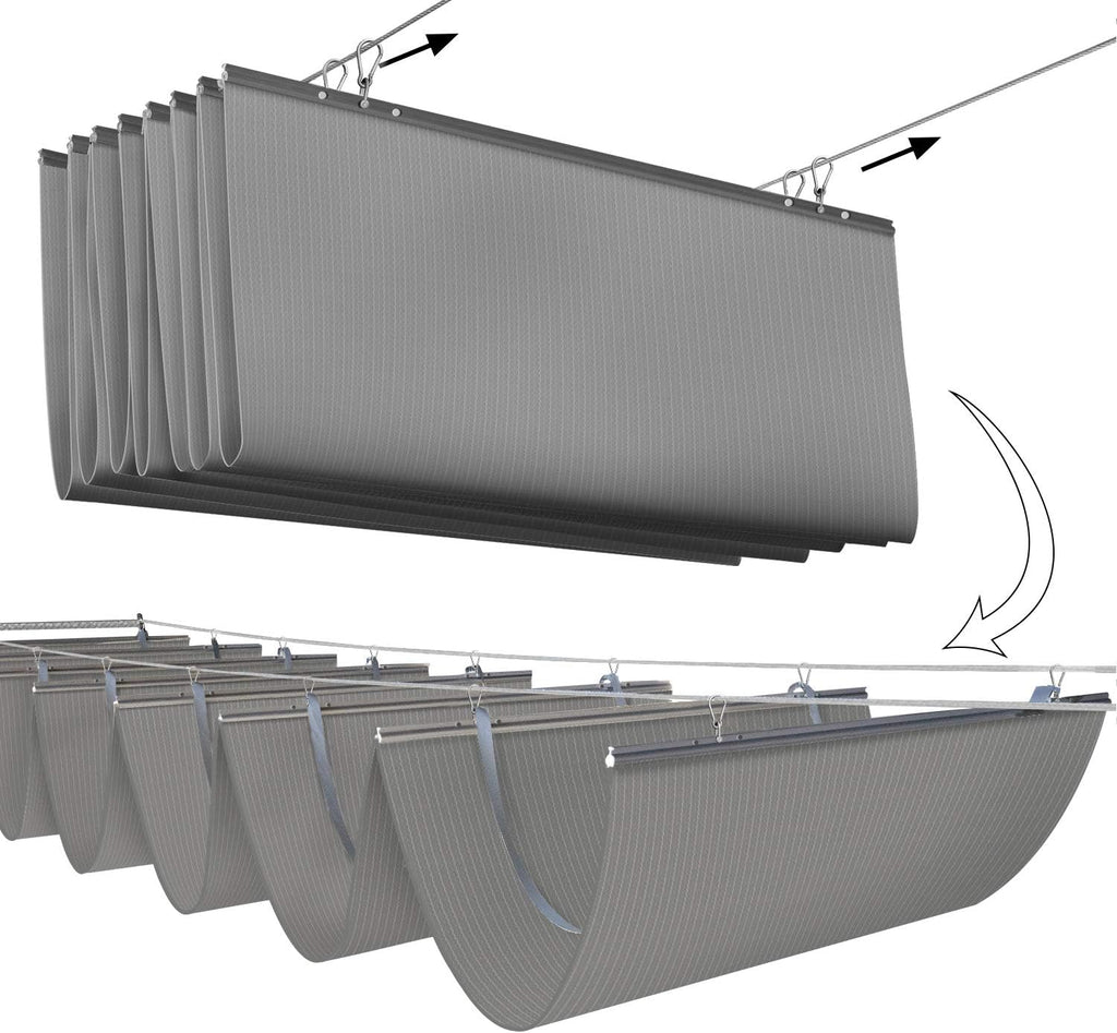 E&K Sunrise 3'Wx16'L Pergola Shade Cover Retractable Canopy Outdoor Wave Sun Shade for Patio Garden Backyard Deck Trellis (Light Gray)