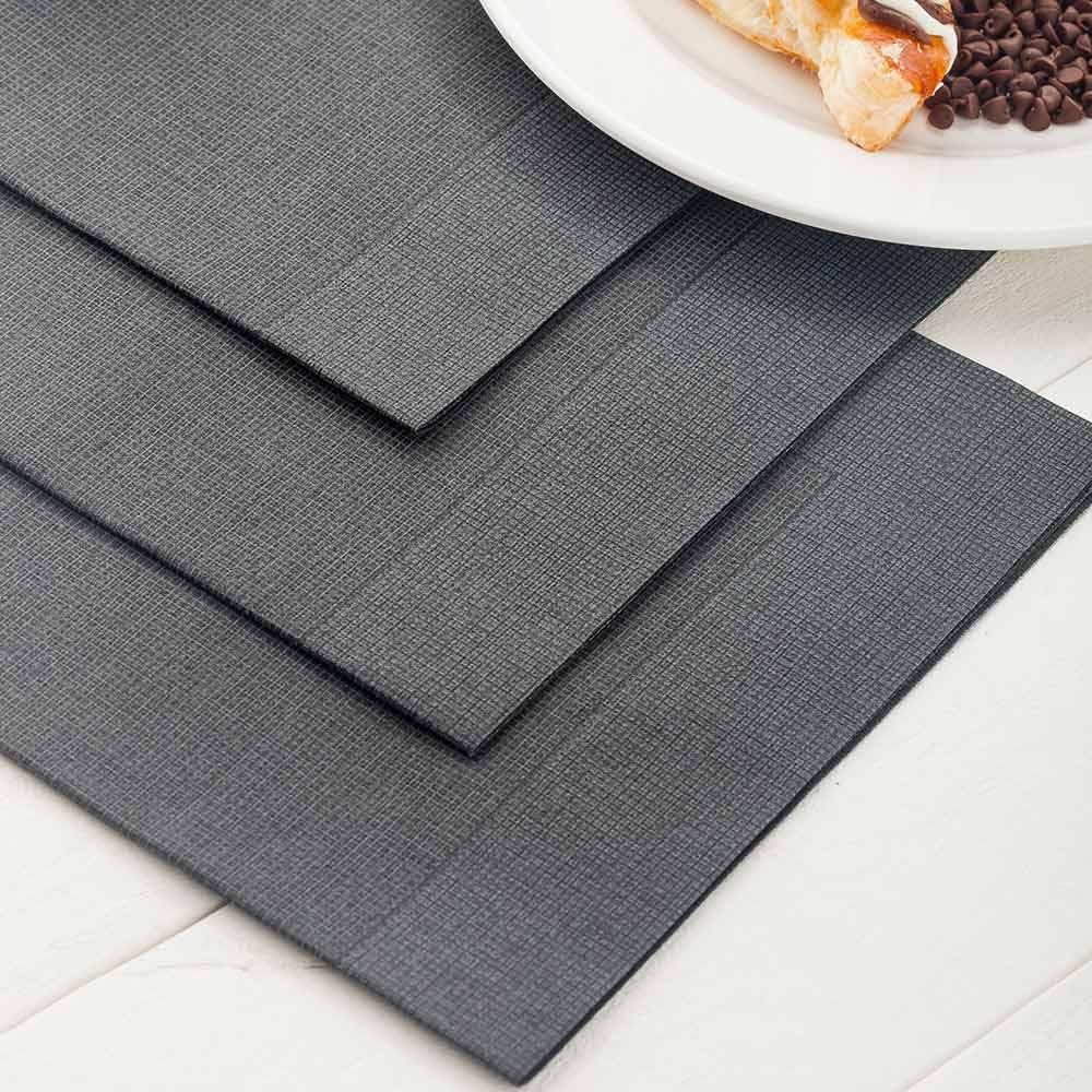 Restaurantware Luxenap 15.75 Inch Disposable Napkins 600 Soft Linen Like Napkins - Absorbent Air Laid Black With White Threads Paper Cloth Like Napkins Pre-folded For Dinner Party Guests