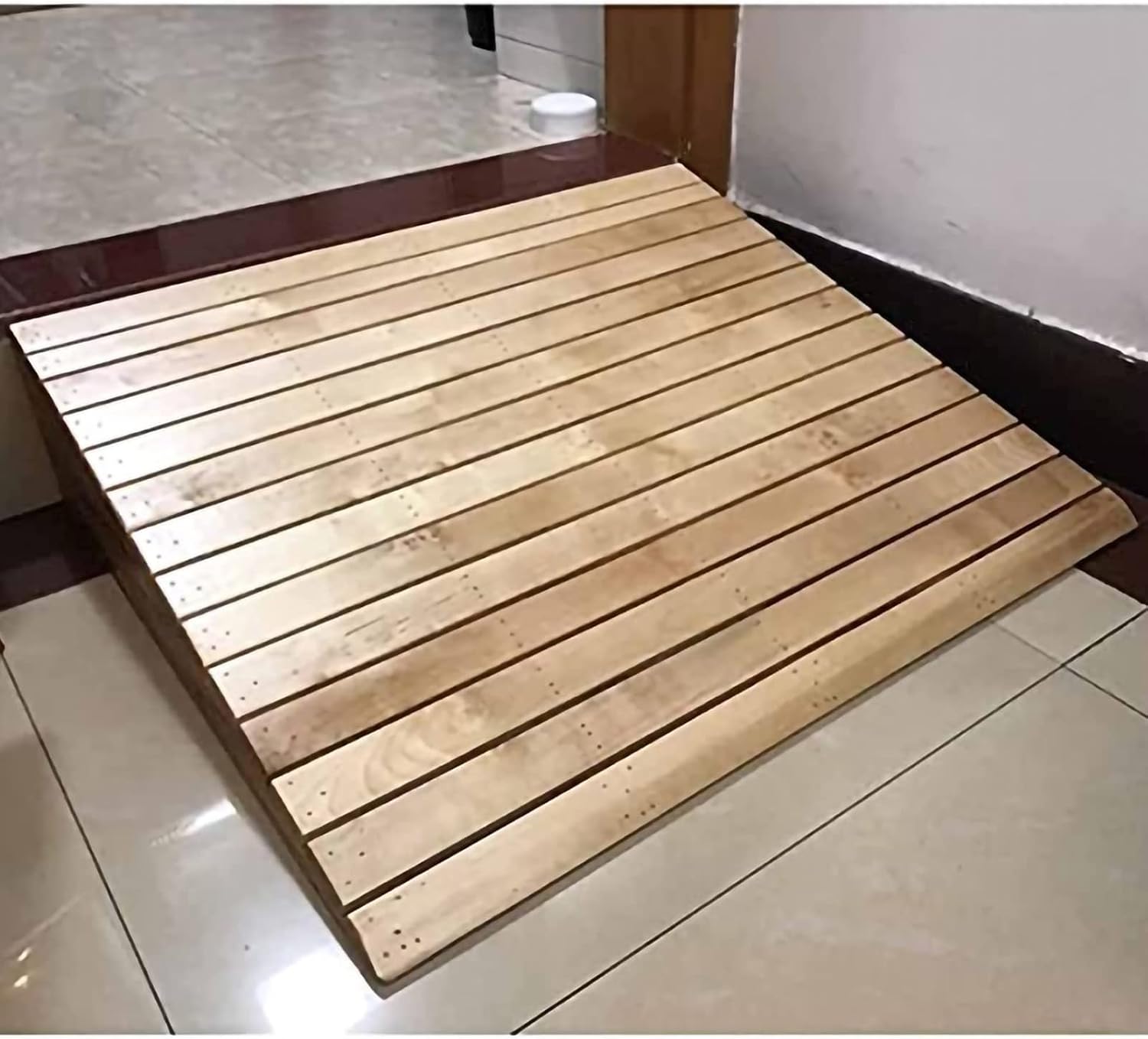 2' 3' 4' 5' 6' Rise Portable Threshold Ramp Lightweight Wheelchair Ramp, Home Stairs Doorway Solid Wood Barrier Free Slope Pad(12.1x11.8x4.3inch/30.8x30x11cm)