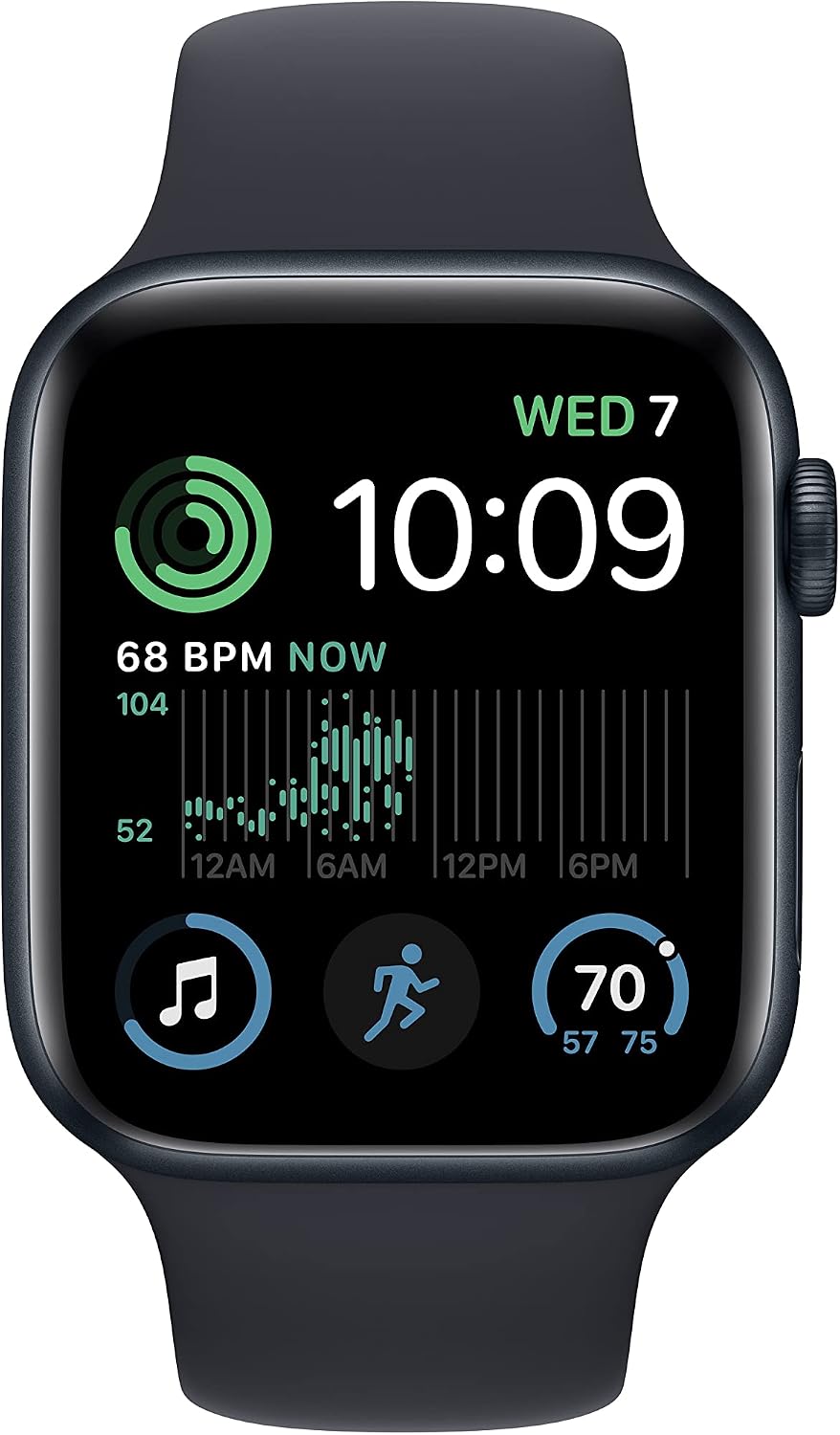 Apple Watch SE (2nd Gen) [GPS 44mm] Smart Watch w/Midnight Aluminum Case & Midnight Sport Band - M/L. Fitness & Sleep Tracker, Crash Detection, Heart Rate Monitor, Retina Display, Water Resistant