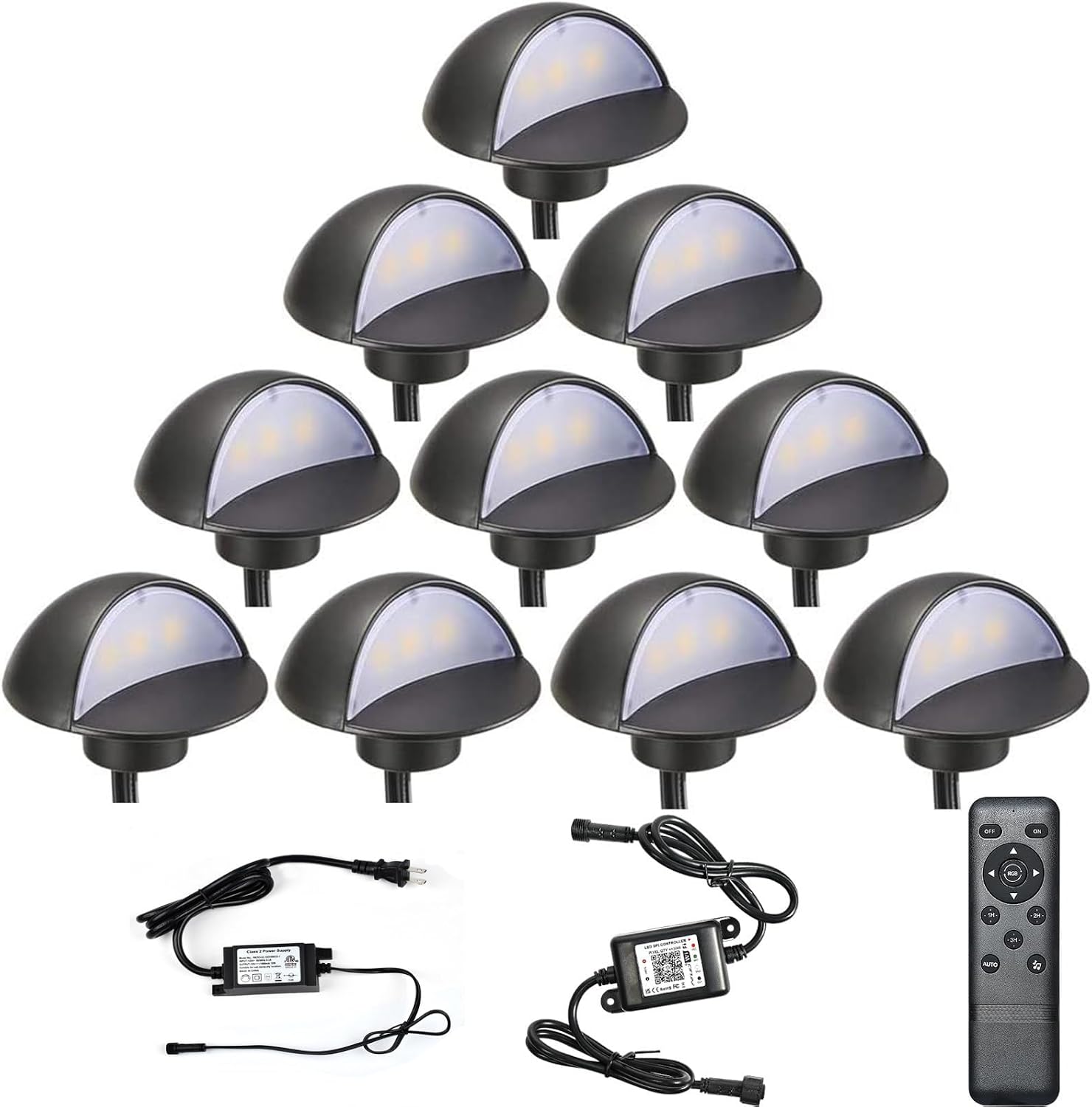 FVTLED LED Deck Lighting Kits, 10pcs WiFi Controller Φ1.97 Low Voltage LED Deck Lighting RGB Recessed Light Compatible with Alexa Google Home Wireless Smart Phone RGB Lamp