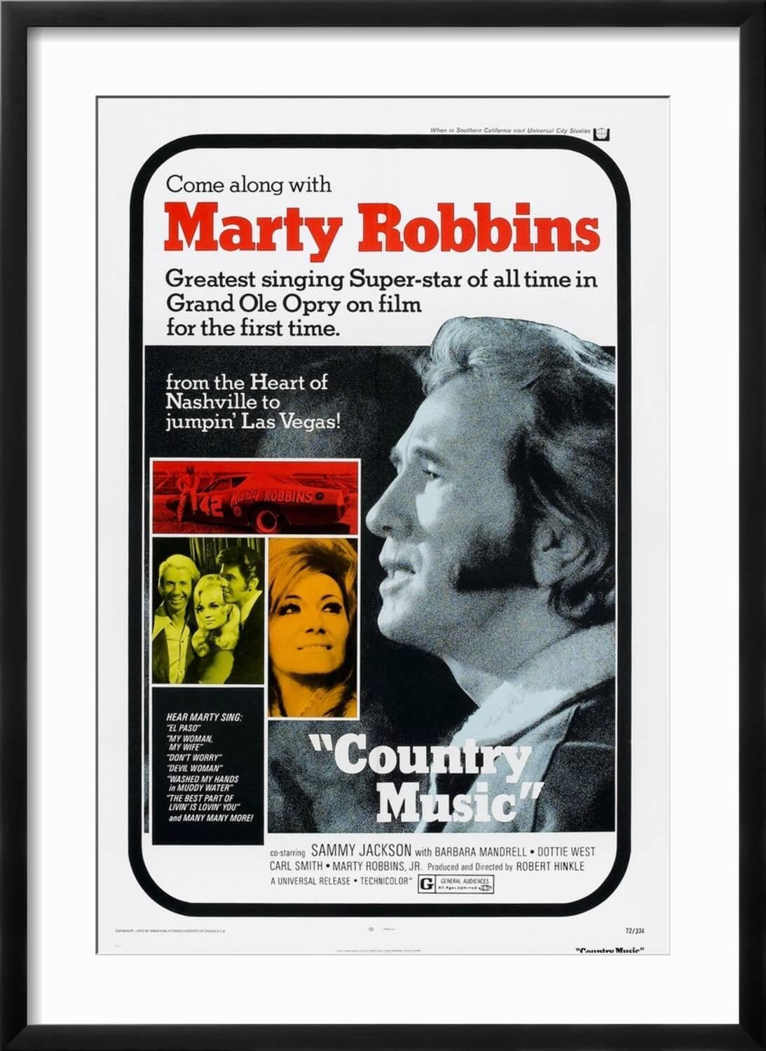 ART.COM Wall Art Print Country Music, Marty Robbins, Tammy Wynette, 1972 on Black Frame, 21' x 29'