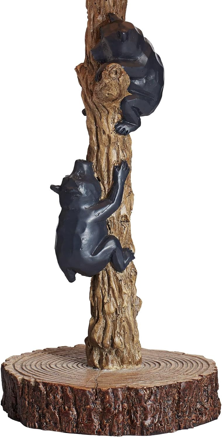 John Timberland Climbing Bears 22 1/2' High Small Rustic Natural Country Cottage Core Accent Table Lamps Set of 2 USB Port Brown Black Wood Finish Living Room Charging Bedroom Bedside Nightstand