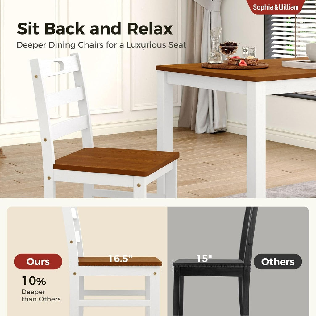 Sophia & William 5 Piece Dining Table Set for 4, Wood Kitchen Table and Chairs,Space-Saving Farmhouse Dining Sets,Walnut & White