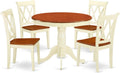 East West Furniture ANCL5-BMK-W 5 Piece Dining Table Set for 4 Includes a Round Kitchen Table with Pedestal and 4 Dining Room Chairs, 36x36 Inch, Buttermilk & Cherry