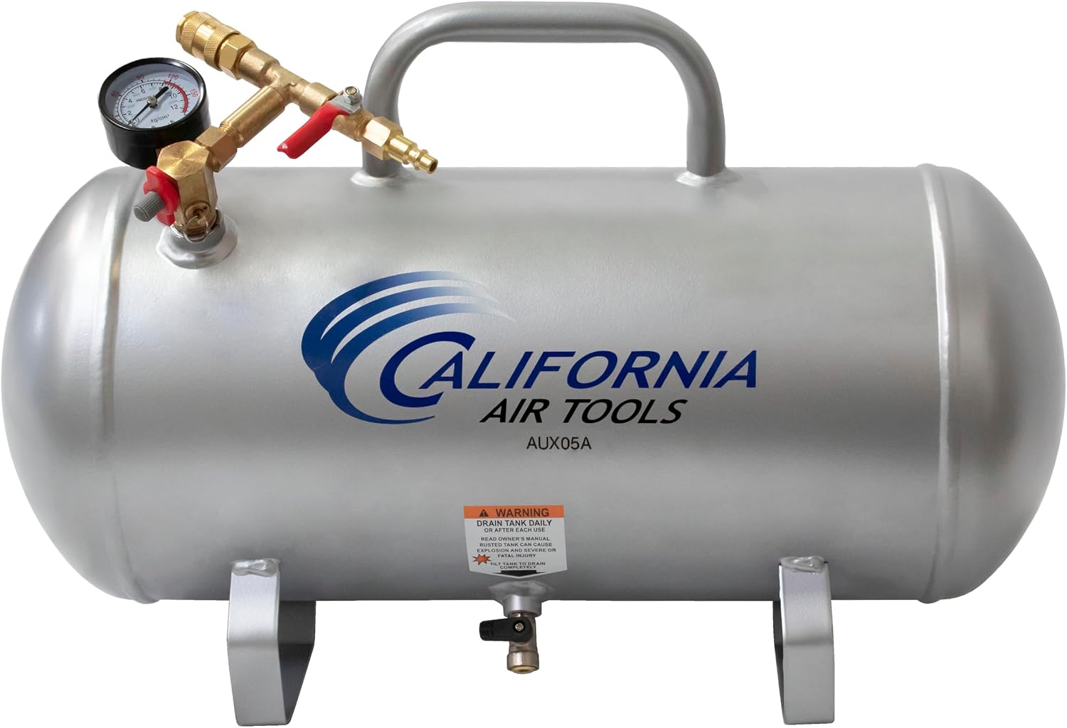 California Air Tools CAT-AUX05A Lightweight Portable Aluminum Air Tank, 5 Gallon, Silver