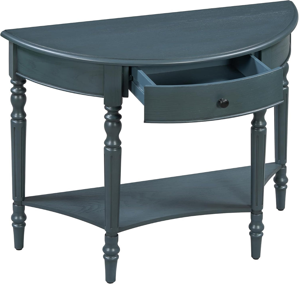 LKTART Farmhouse Half Moon Console Table with Solid Pinewood Frame & Legs,Modern Entryway Sofa Table for Behind Couch,Living Room,Hallway,Foyer (Navy,39')