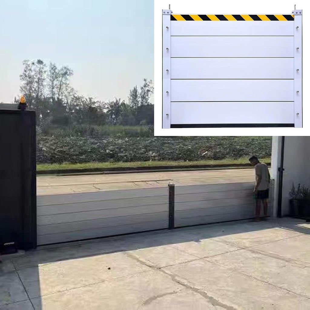 100cm Tall Yard Gate Flood Defense Barrier, Outside Anti-Flood Fence Detachable Unit Module Design, Reusable Flood Control Barrier for Doorway Entrance, Aluminum Flood Prevention Board(Color:W-2.7ft/8