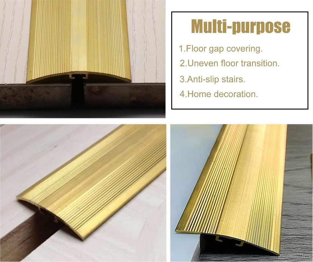 Vibeo Threshold Strip 90 100 110 120 130 140 150 Cm Long Brass Floor Transition Strip, 3 3.5 4 5 6 Cm Wide Threshold Seal Bar, Wood to Tile Floor Divider Strip(L120cm(47 1/4'),W5cm(2'))