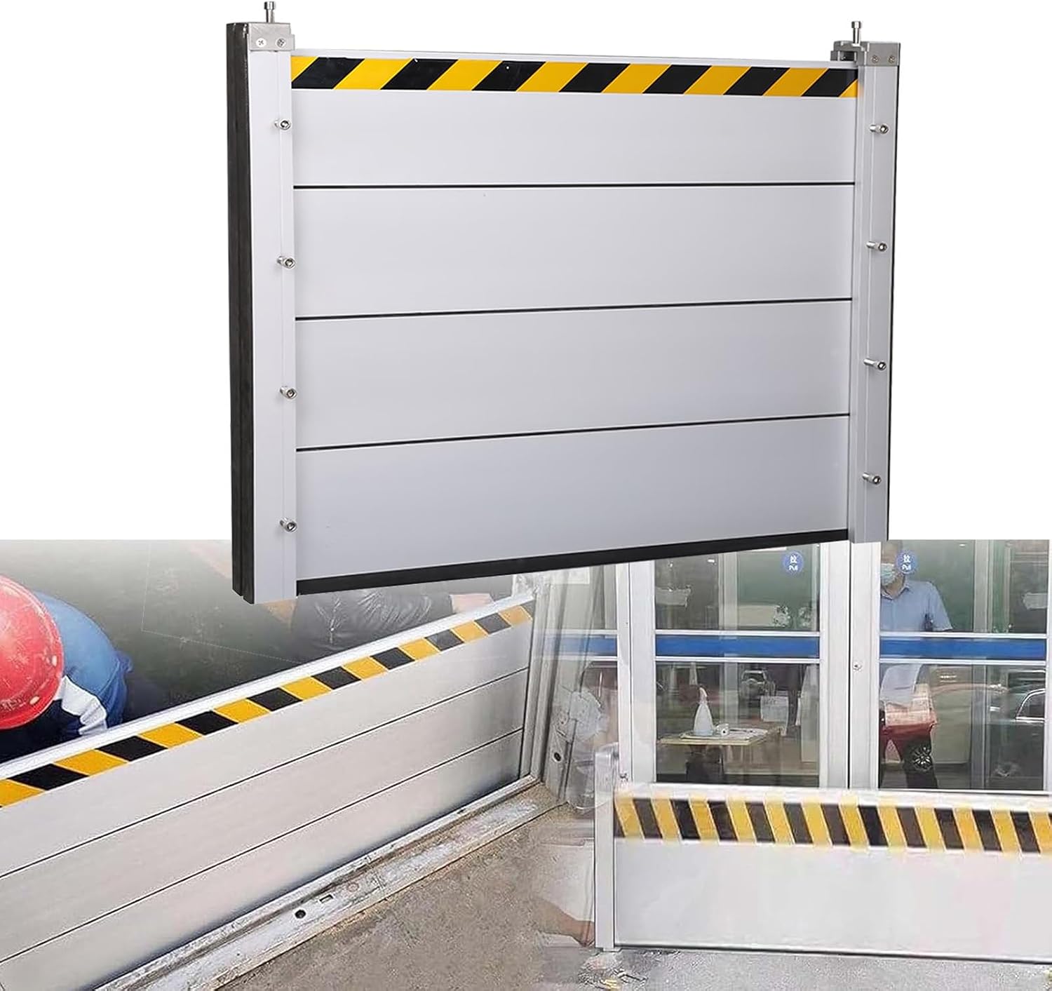 Flood Protection Barrier, Aluminum Flood Baffle with High Reflective Tape, Driveway/Doorway Temporary Dams, 40/60/80cm High Threshold Anti-Flood Wall (Size : 120 * 80cm/47 * 32in)