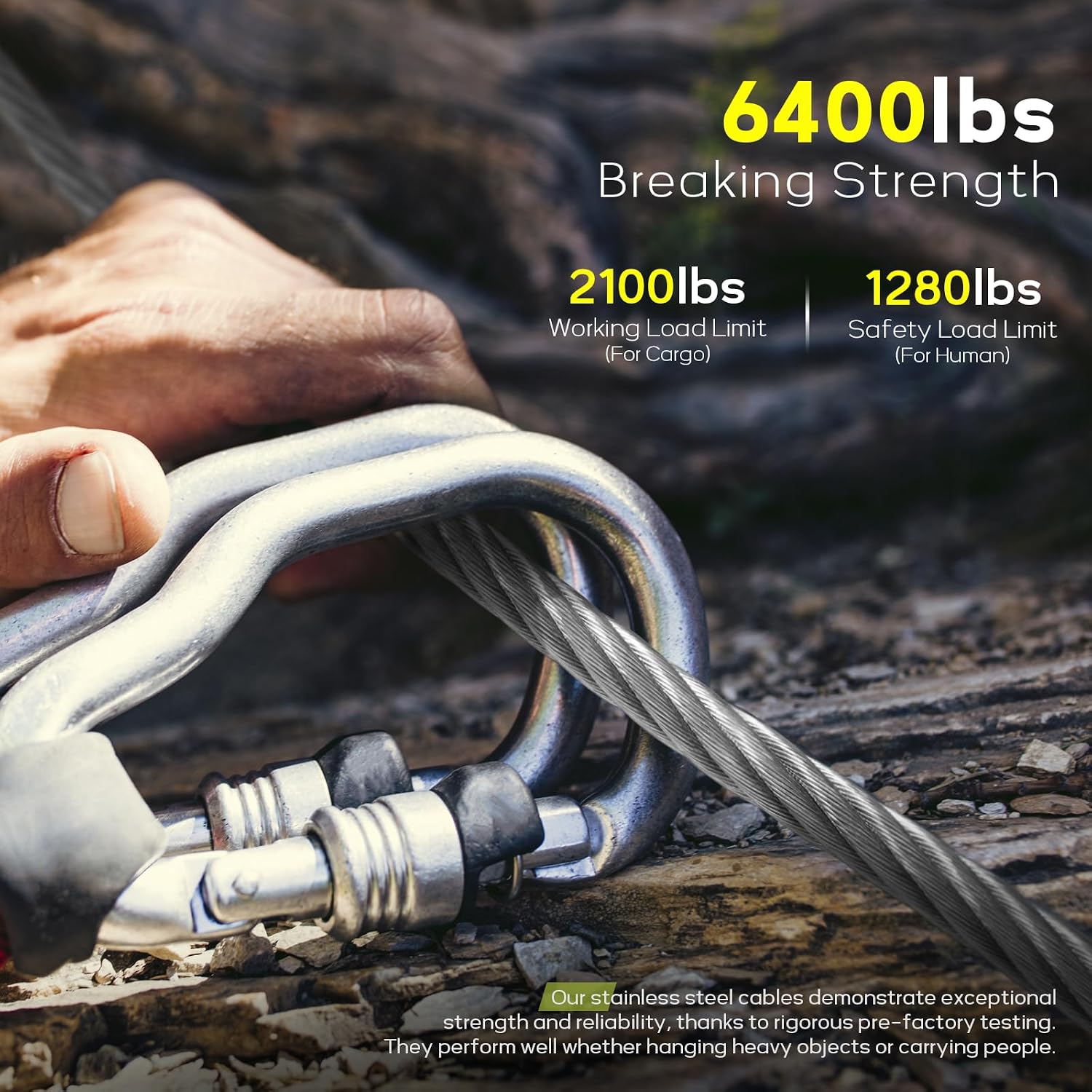 1/4' Stainless Steel Cable, 350FT Wire Rope Aircraft Cable with Cable Clamps and Thimbles for Backyard Zipline, String Lights and Deck Railing, 6x37 Strands Construction