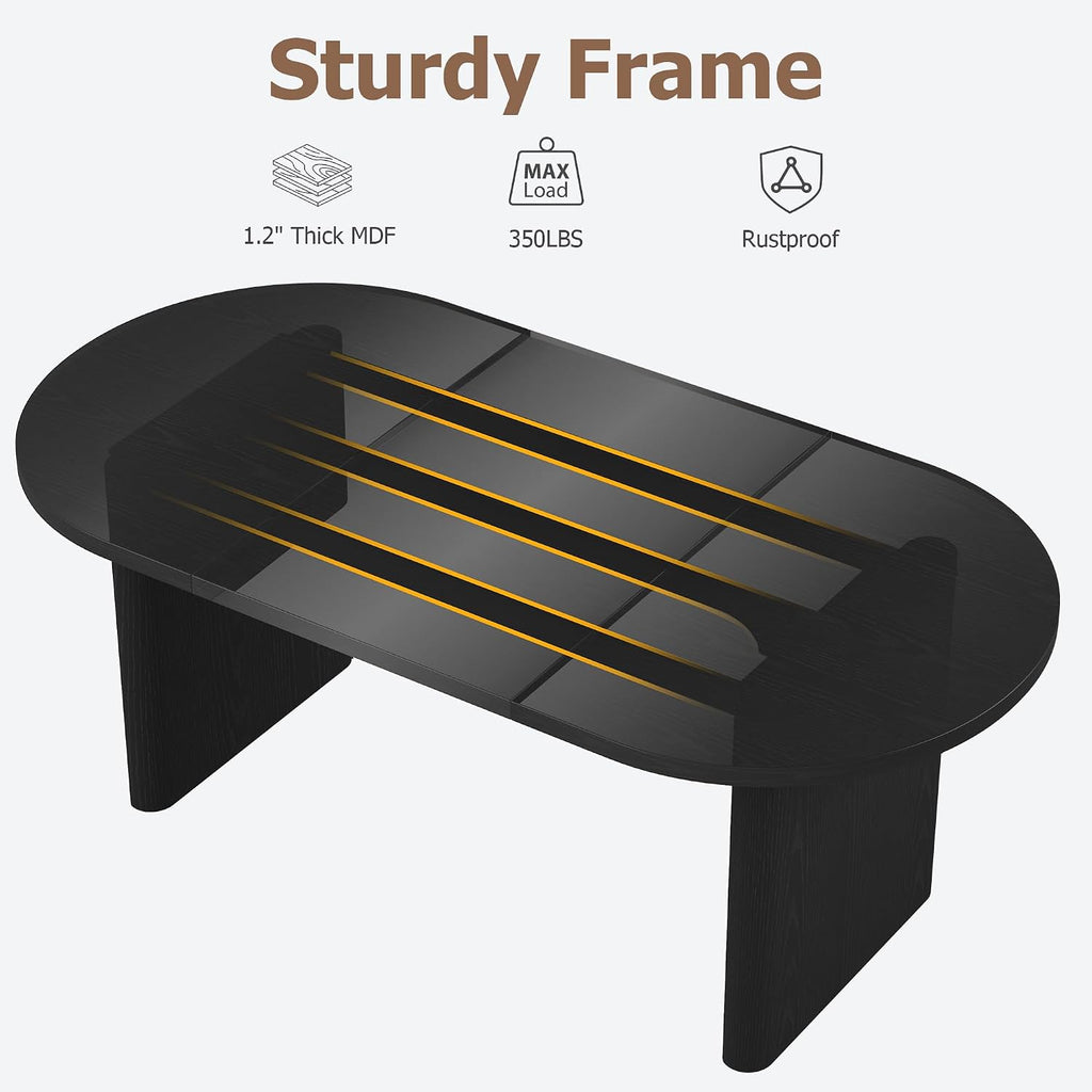 GarveeHome Oval Dining Table for 6-8 People, Long Large Kitchen Table with Thick Sturdy Wooden Base, Farmhouse Dining Room Table for for Kitchen, Living Room, Office (70.87' Long,Black)