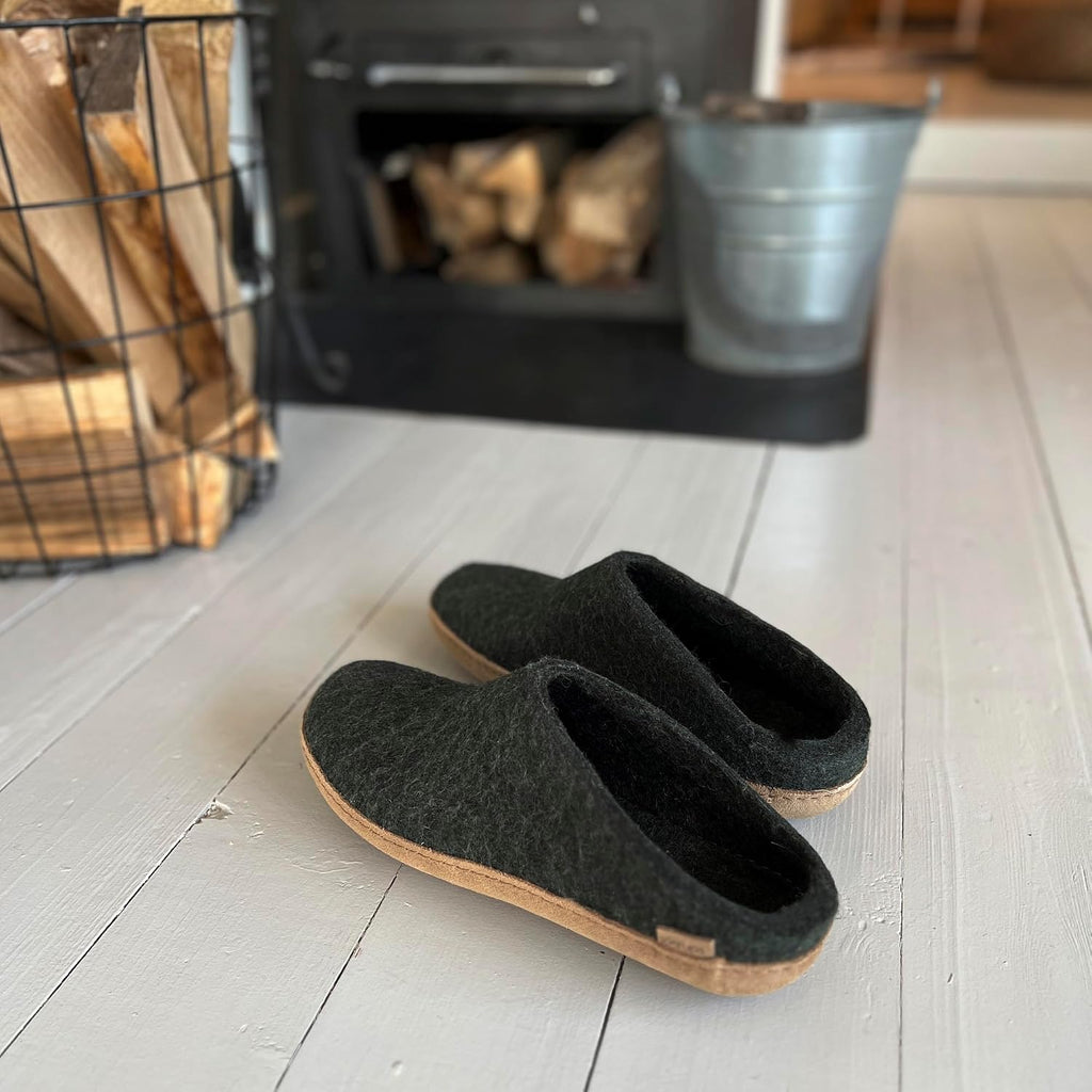 Glerups 100% quality wool mix Slipper with leather sole - Unisex Slip-on
