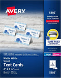 Avery Printable Tent Cards with Sure Feed Technology,2' x 3.5',White,160 Blank Place Cards for Laser or Inkjet Printers (5302),(Pack of 5)
