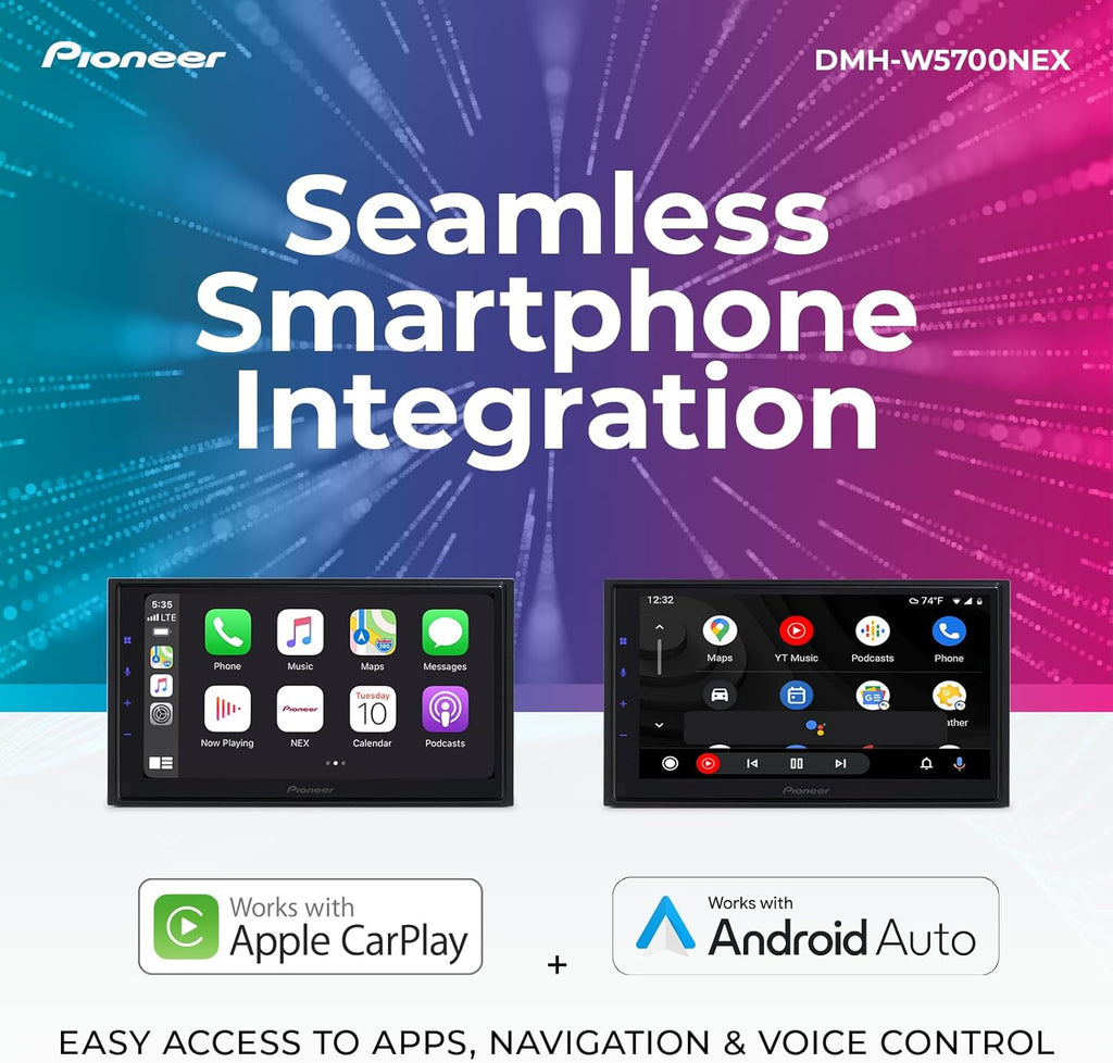 Pioneer DMH-WC5700NEX 6.8' Capacitive Touchscreen, Modular Chassis – Wireless & Wired Apple CarPlay & Android Auto, Amazon Alexa, Bluetooth, FLAC, Backup Camera, Hi-Volt RCA