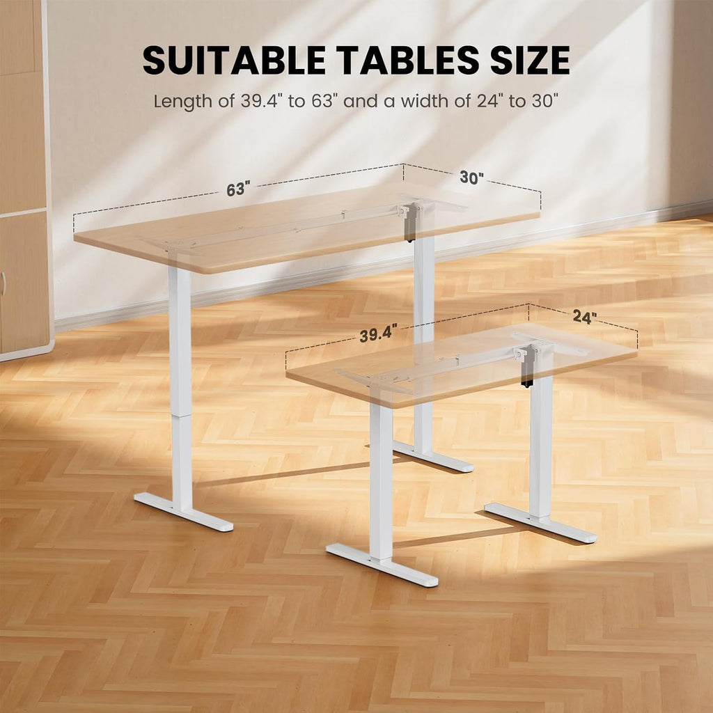 ErGear Electric Standing Desk Legs, 4 Memory Height Settings Height Adjustable Desk Frame, Sit Stand Table Legs Up to 47.2', Ergonomic Stand up Converter Base Workstation, White Frame Only