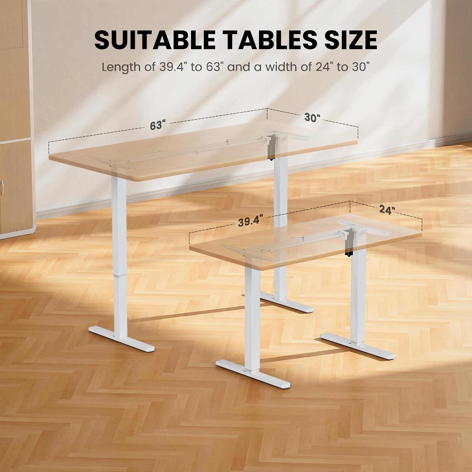 ErGear Electric Standing Desk Legs, 4 Memory Height Settings Height Adjustable Desk Frame, Sit Stand Table Legs Up to 47.2', Ergonomic Stand up Converter Base Workstation, White Frame Only