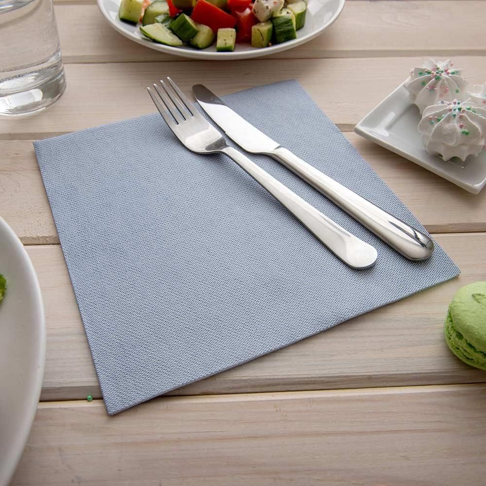 Restaurantware Luxenap 15.75 Inch Disposable Napkins 600 Soft Linen Like Napkins - Absorbent Air Laid Blue Denim Inspired Paper Cloth Like Napkins Pre-folded For Dinner Party Guests