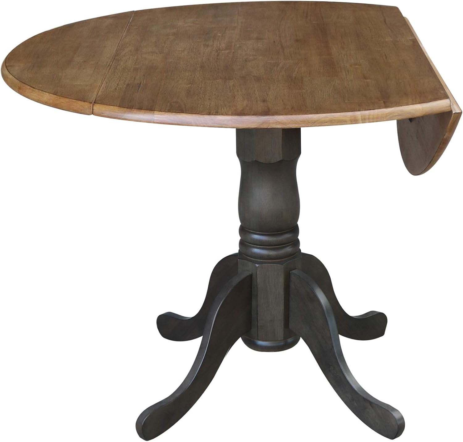 International Concepts 42 Inch Dual Drop Leaf Dining Height Table, Hickory/Washed Coal.