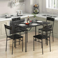 Giantex Dining Table Set for 4, 5-Piece Breakfast Nook with Kitchen Table, 4 Dining Chairs, Metal Frame, Space-Saving Dinette Table Set for 4, Small Place, Kitchen Table Chairs Set of 4 (Marble Black)