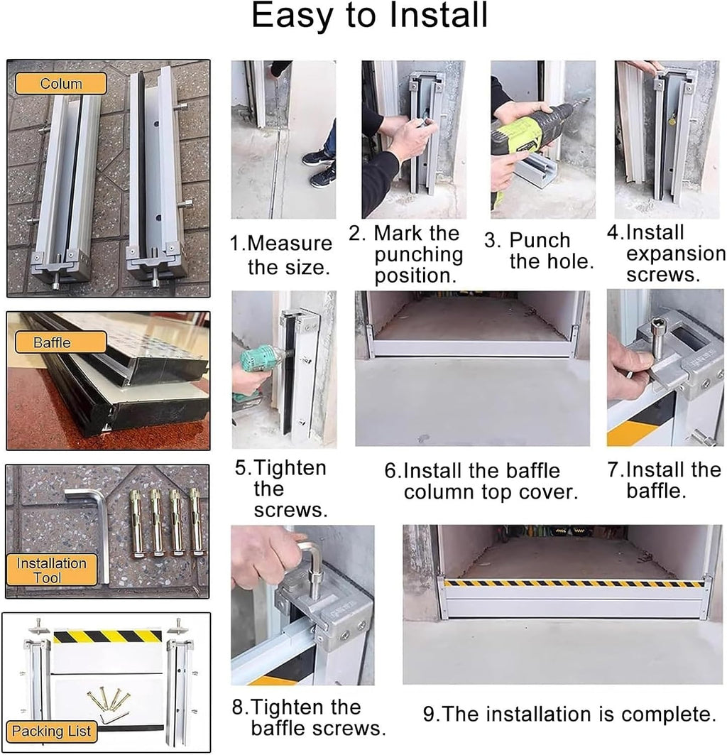Flood Protection Barrier, Aluminum Flood Baffle with High Reflective Tape, Driveway/Doorway Temporary Dams, 40/60/80cm High Threshold Anti-Flood Wall (Size : 130 * 60cm/51 * 24in)