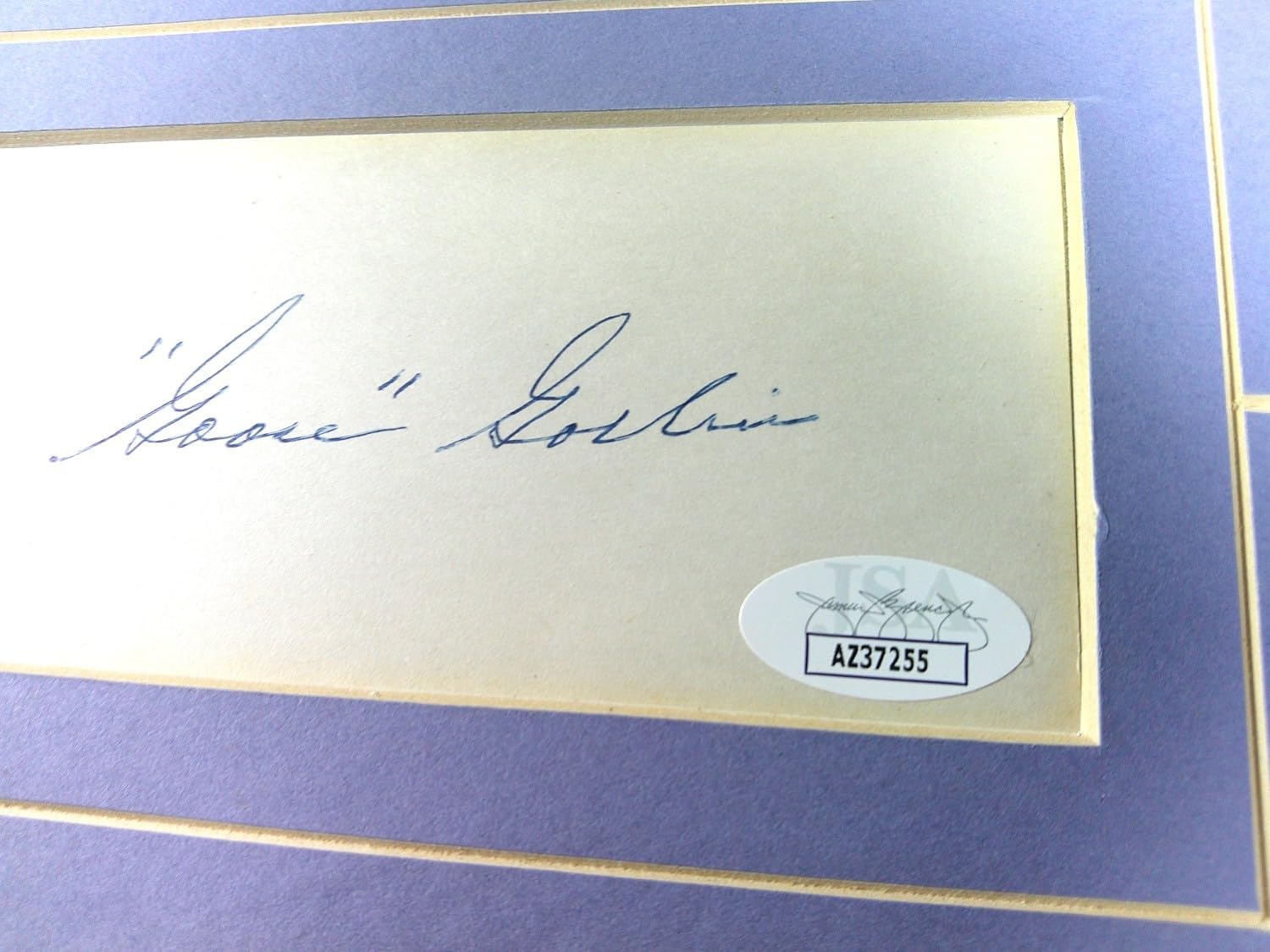 Goose Goslin Signed Autographed Index Card w/Matted Postcard 11X14 JS AZ37255