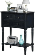 LKTART Solid Wood Sofa Table,Console Table with Drawers and Bottom Shelf, Entryway Hallway Foyer Entry Table for Living Room(23.7' Black)