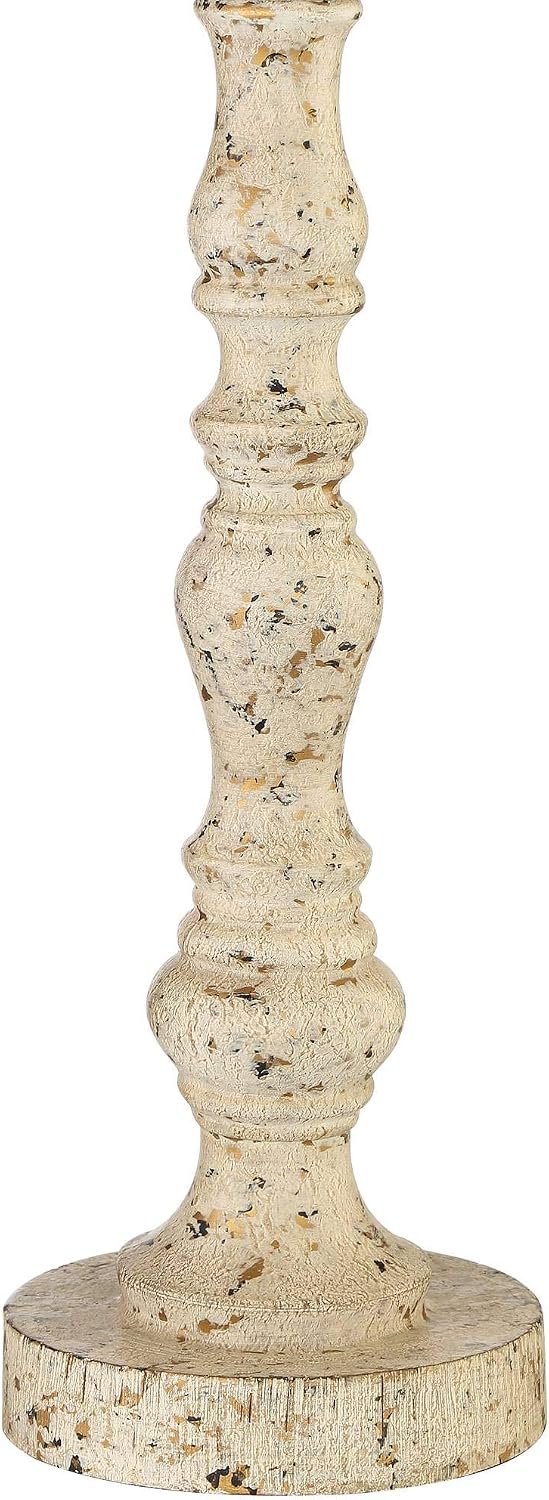 John Timberland Jackson Country Cottage Core Coastal Table Lamp 27.5' Tall Rustic Natural Distressed Antique White Candlestick Rattan Drum Shade for Living Room Bedroom House Bedside Nightstand Home