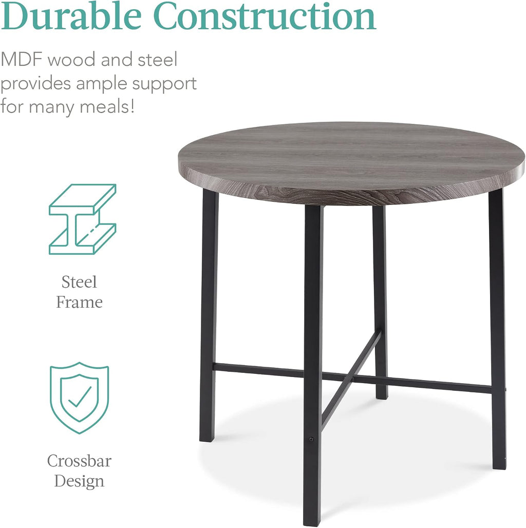 Best Choice Products 5-Piece Modern Round Counter Height Dining Set for Home Kitchen, Dining Room w/ 4 Chairs, 1.5in Thick Table - Gray