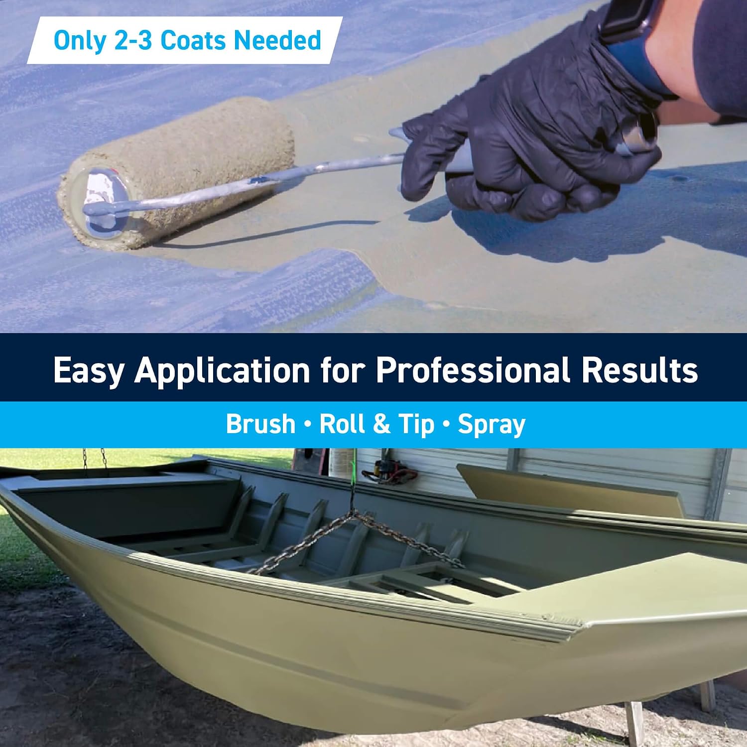 TotalBoat Aluminum Boat Paint | Durable, Fast-Drying Marine Paint for Canoes, Jon Boats, Dinghies, Pontoons, Hunting Blinds, and Trailers | Light Gray, Gallon