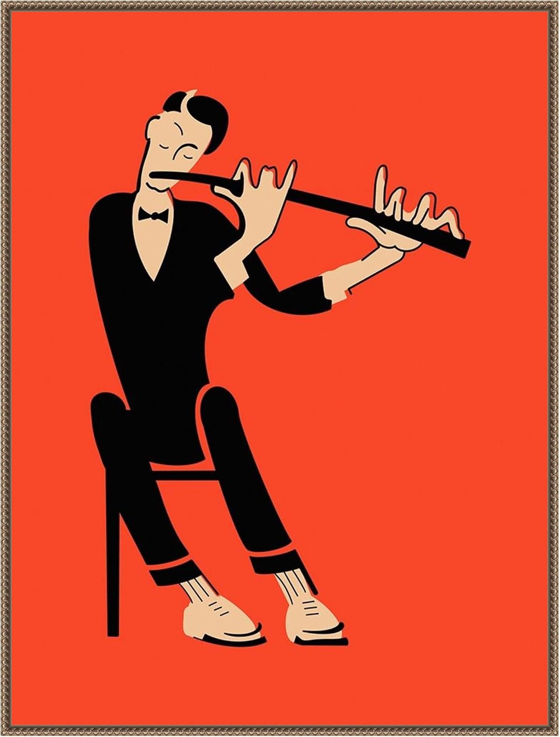 Amanti Art Framed Canvas Wall Art 42x32 The Flute by Mark Rogan, Framed Wall Art Canvas, Music Artwork, Traditional Decor, Oversize Poster Painting for Living Room, Bedroom, Bathroom, Kitchen, Office
