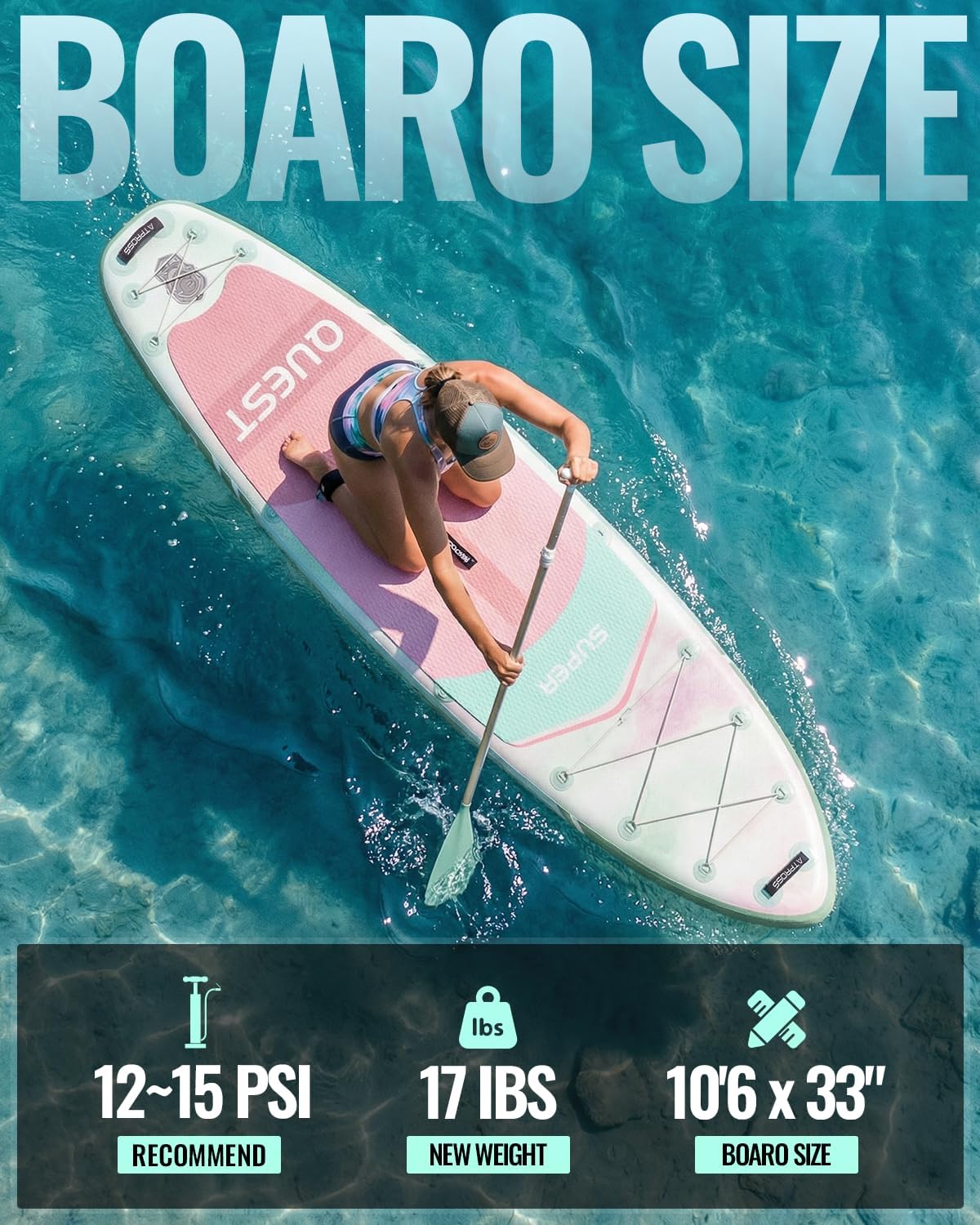 10'6''x33''Inflatable Stand Up Paddle Board, 400lbs Extra Wide Stand Up Paddleboard with Kayak Seat, Anti-Slip EVA Deck Premium SUP Accessories Kit, Non-Slip Stable Deck Boat