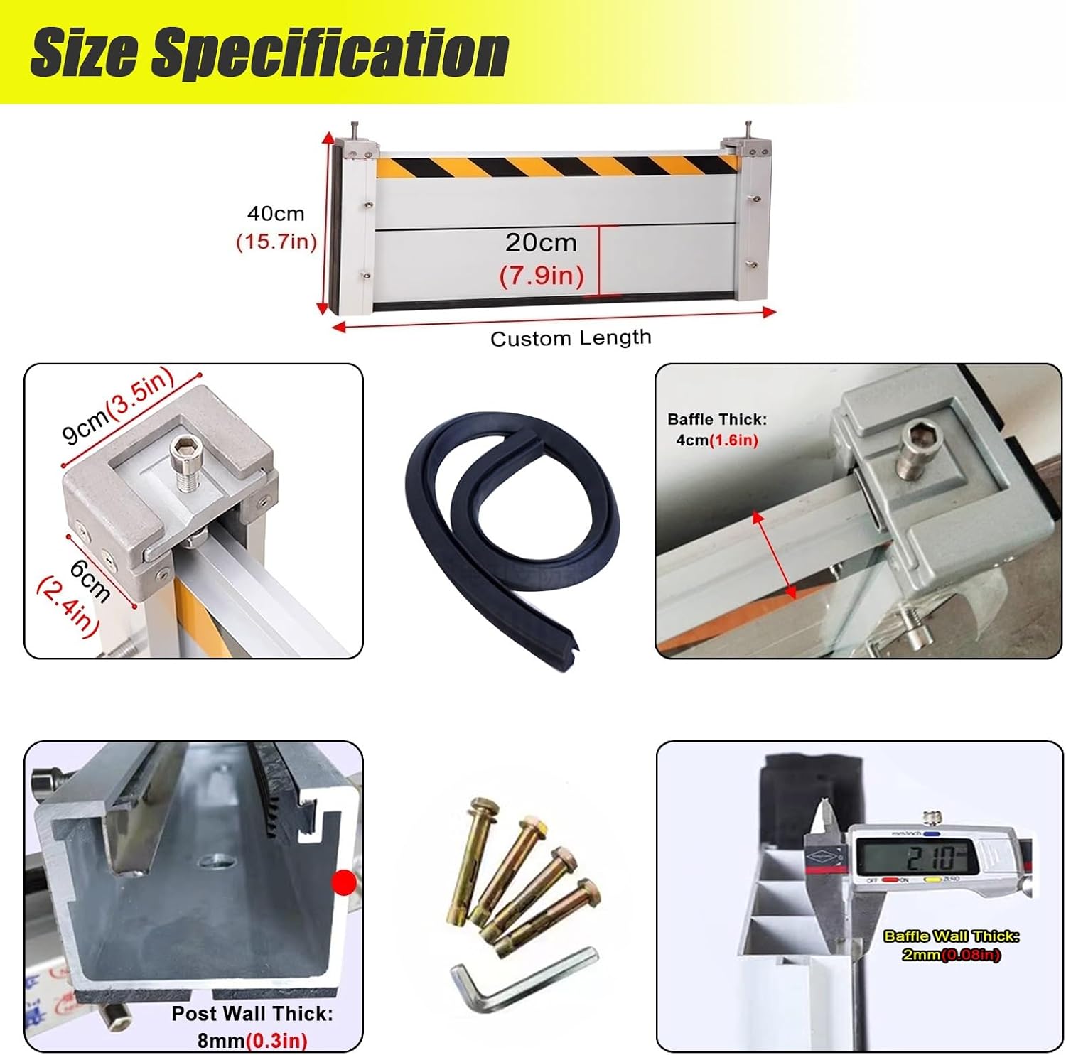 Outside Flood Barriers Shield for Driveway/Garden/Front Doors, Reusable Garage Door Anti-flood Wall Threshold Kit, Detachable Aluminum Baffle Temporary Dams, 3ft 5ft 8ft 10ft 17feet 20ft Long(Color:H