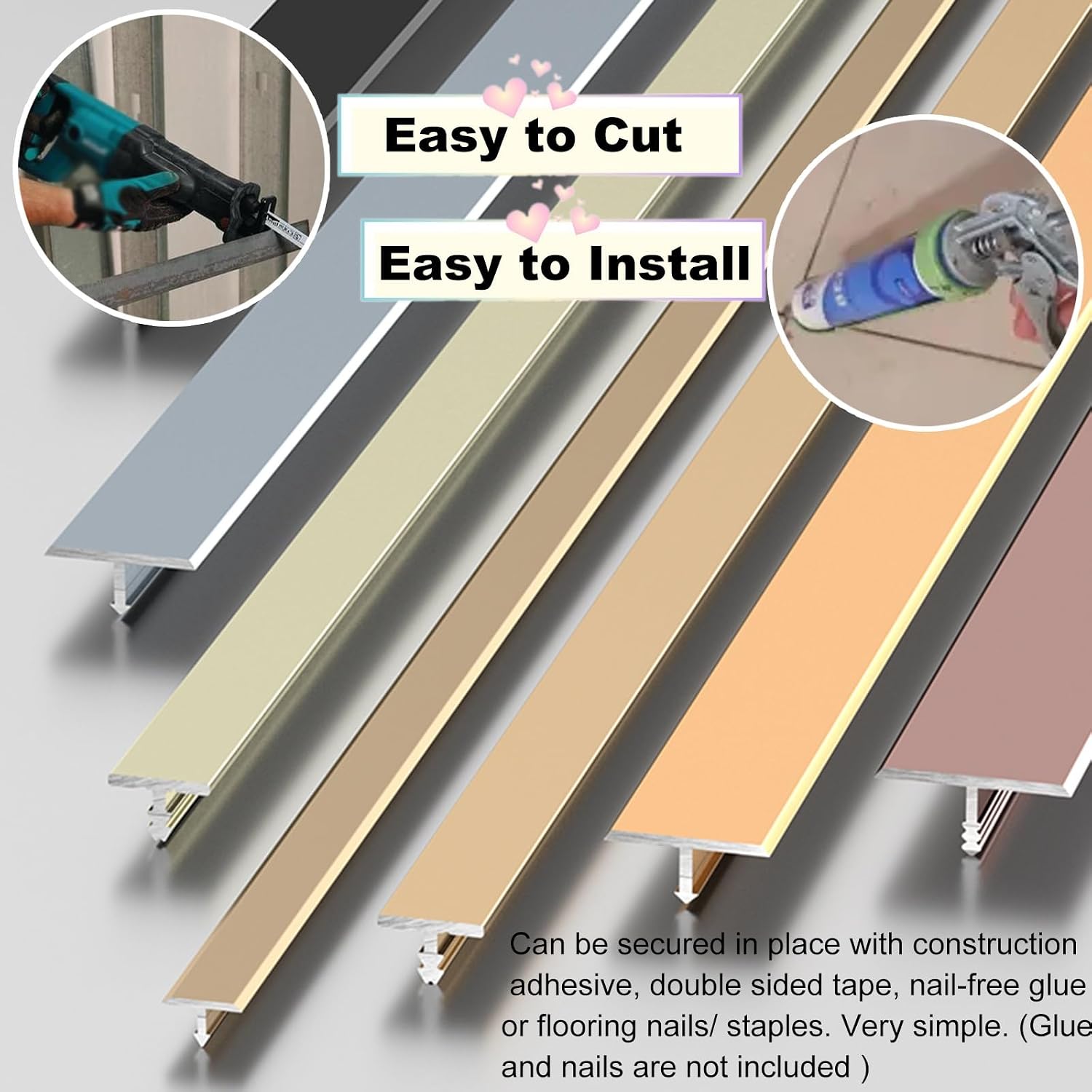 Extra Narrow Metal Floor Divider Cover Transition Strip Black Room Strip,T-Shaped Seam Joining for Door Threshold and Flooring Gaps (W 1 3/10 in/33mm,44 in/111.8cm)