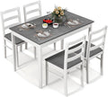 COSTWAY Dining Table Set for 4, Wood Kitchen Table Chairs Set with Rubber Wood Legs, Space-Saving Design, Modern 5-Piece Dinette Set for Small Place, Kitchen, Dining Room, Restaurant (Grey)