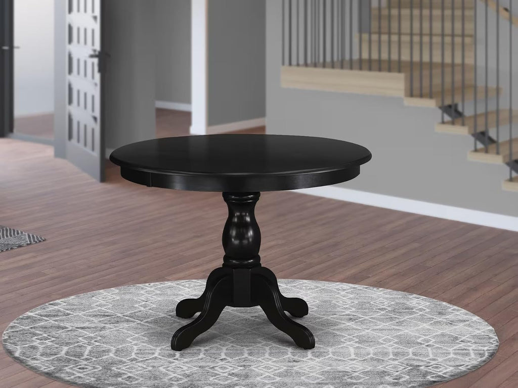 East West Furniture HBT-ABK-TP Hartland Kitchen Table - a Round Dining Table Top with Pedestal Base, 42x42 Inch, Wirebrushed Black