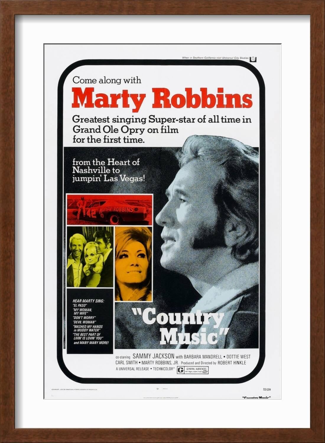 ART.COM Wall Art Print Country Music, Marty Robbins, Tammy Wynette, 1972 on Brown Frame, 16' x 22'