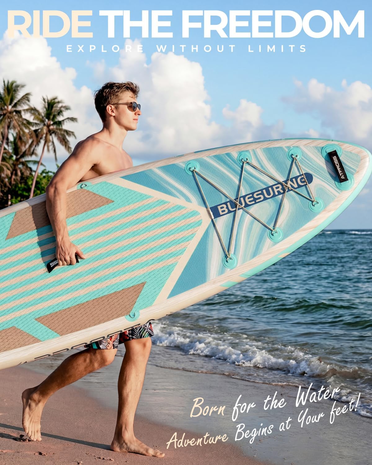 10'6''x33''Inflatable Stand Up Paddle Board, 400lbs Extra Wide Stand Up Paddleboard with Kayak Seat, Anti-Slip EVA Deck Premium SUP Accessories Kit, Non-Slip Stable Deck Boat