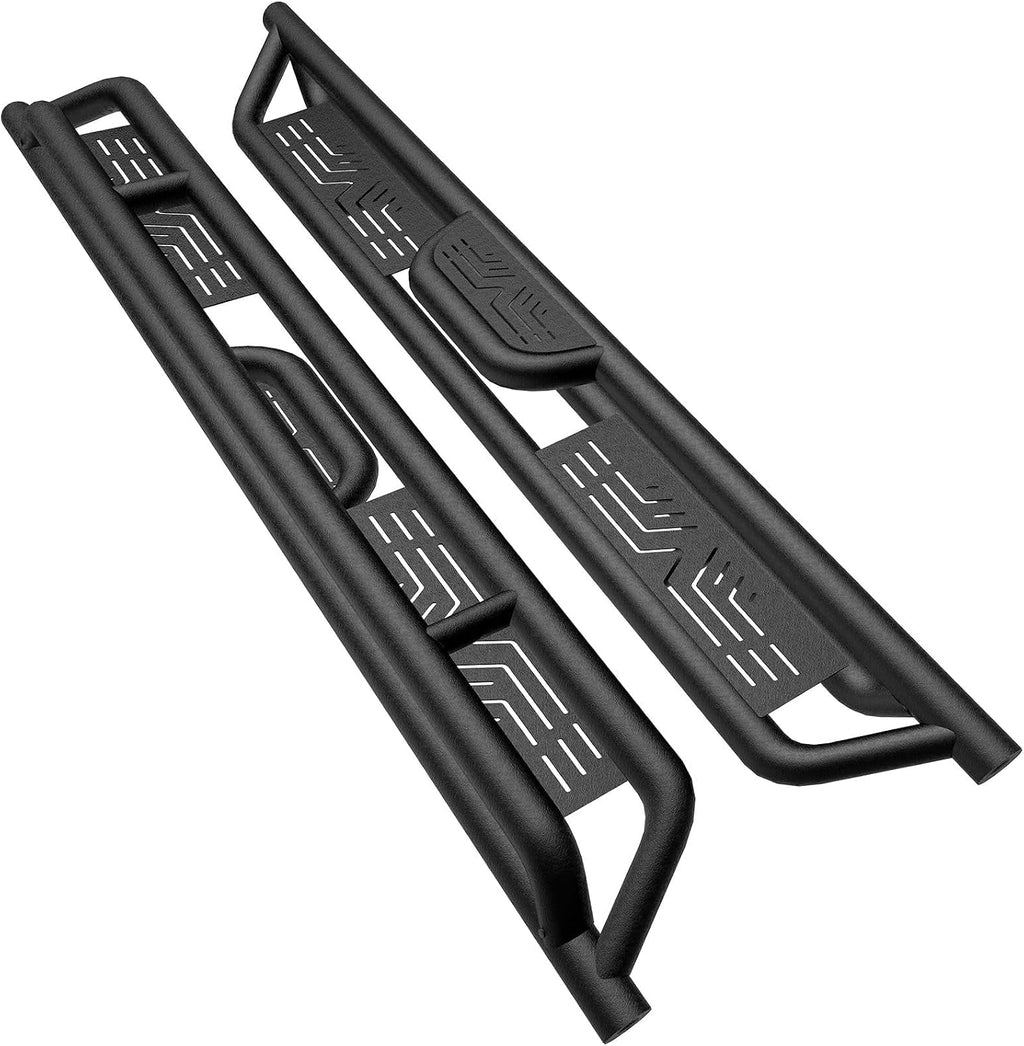 PZ 6' Rustproof Running Boards Side Steps Compatible with Chevy Silverado 1500 Double Cab 2019-2025,550 lbs Black Heavy Duty Carbon Steel Drop Down Side Step Rails Nerf Bars